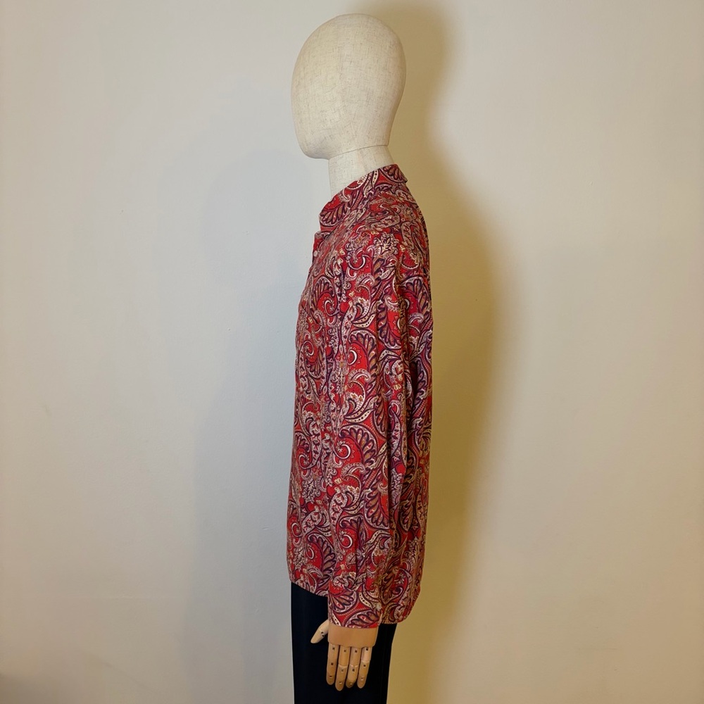 Alan Flusser Men’s XL Red Paisley 100% Cotton Button Down Shirt - Picture 6 of 12